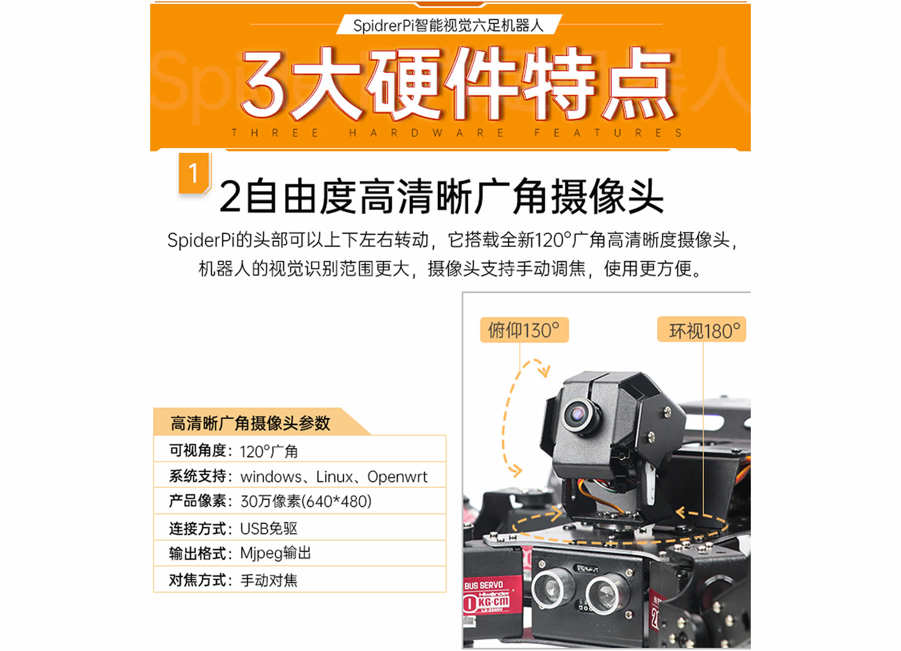 SpiderPi 智能視覺(jué)六足機(jī)器人